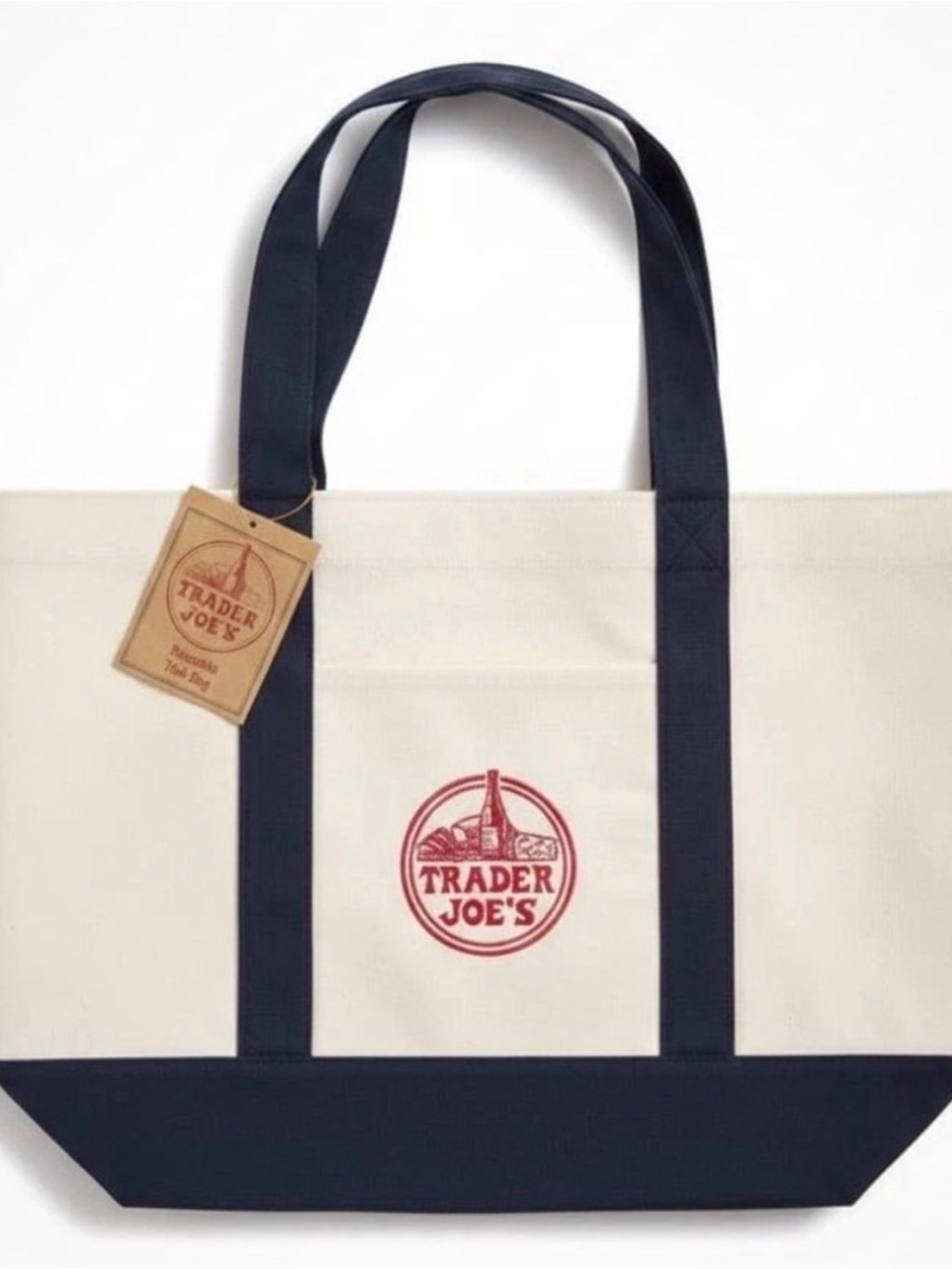 Trader Joe’s Navy & Cream Canvas Tote Bag